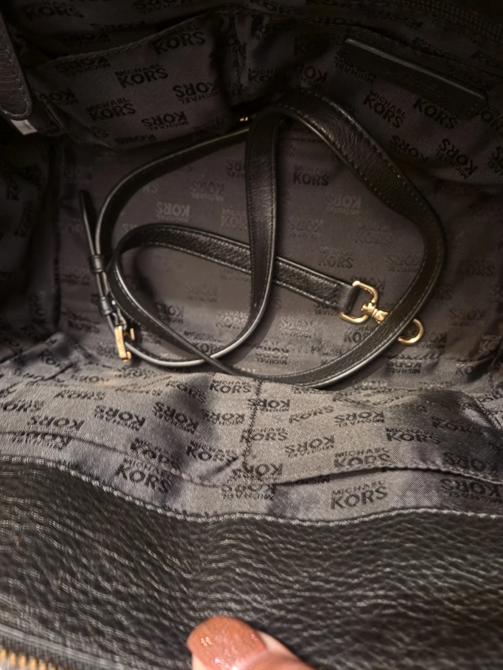 Michael Kors Black Leather Satchel with Gold Hardware